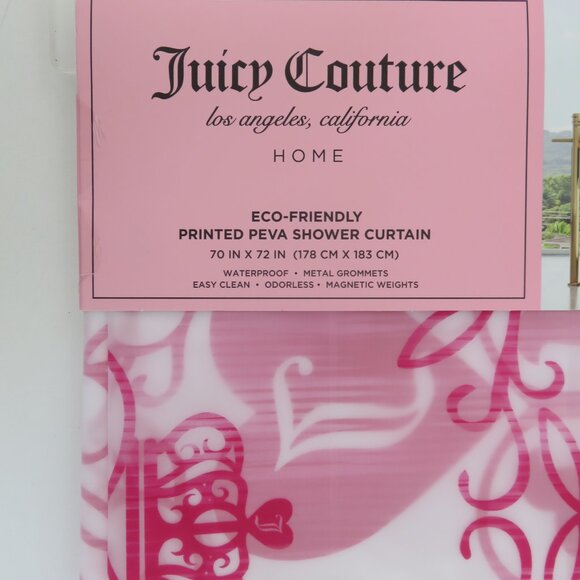(#121) Juicy Couture PEVA Clear Shower Curtain Liner Bathroom 70x72" - Picture 3 of 5
